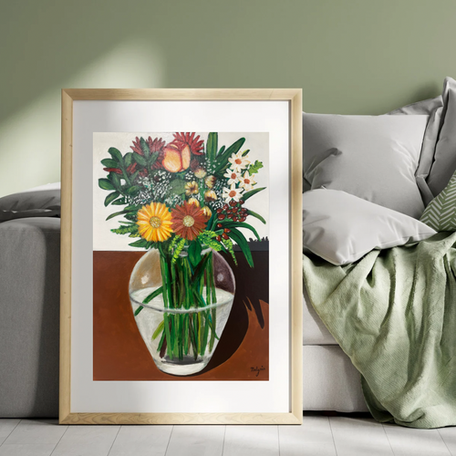 Bouquet de fleurs en vase (PRINT).