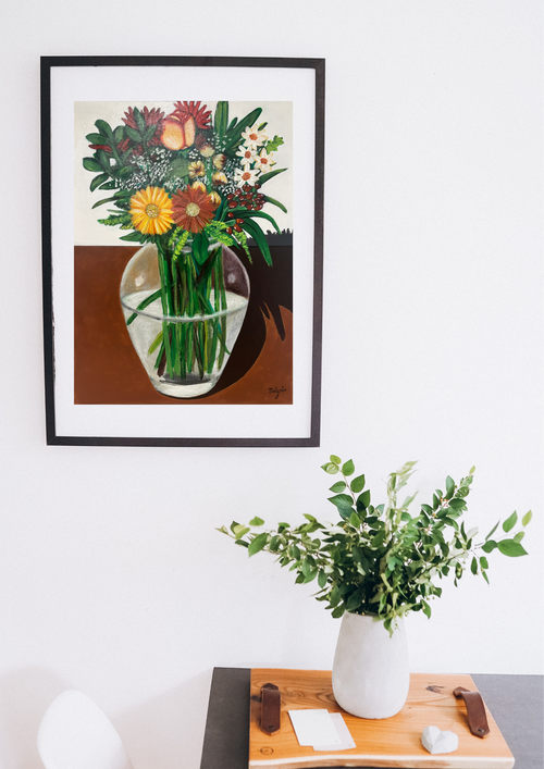 Bouquet de fleurs en vase (PRINT).